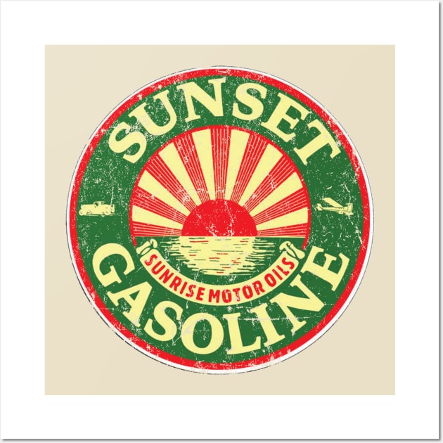 Sunset Oil and Gas Wall Art by MindsparkCreative